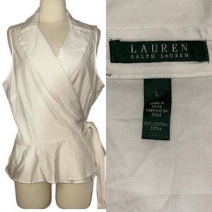 SOLD Lauren Ralph Lauren White Sleeveless Wrap Top